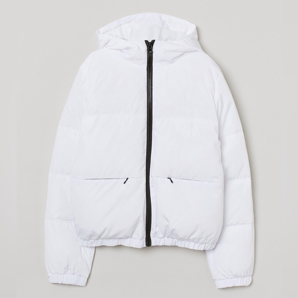 HM White Hooded Puffer Jacket